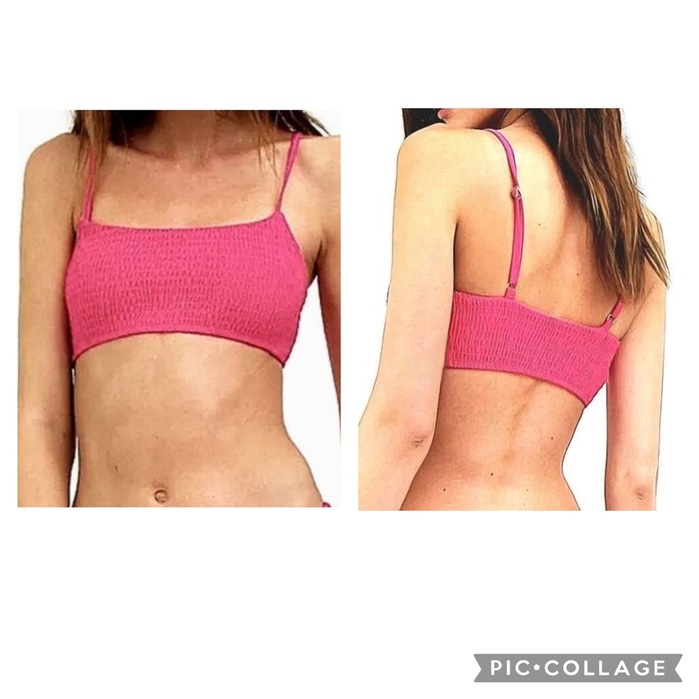 Mosmann Pink Smocked Bralette Size L